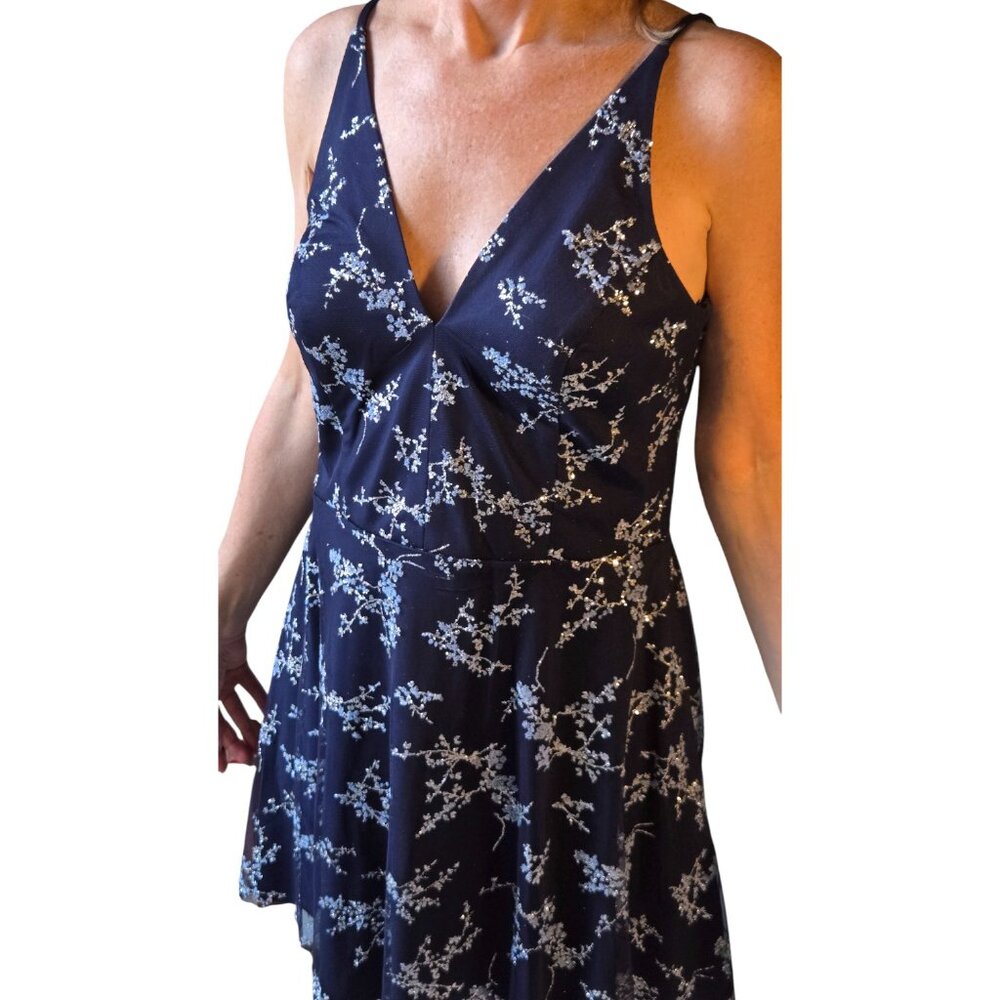 Blondie Nites Sequined Dark Blue Cocktail Dress Size 13 NWOT